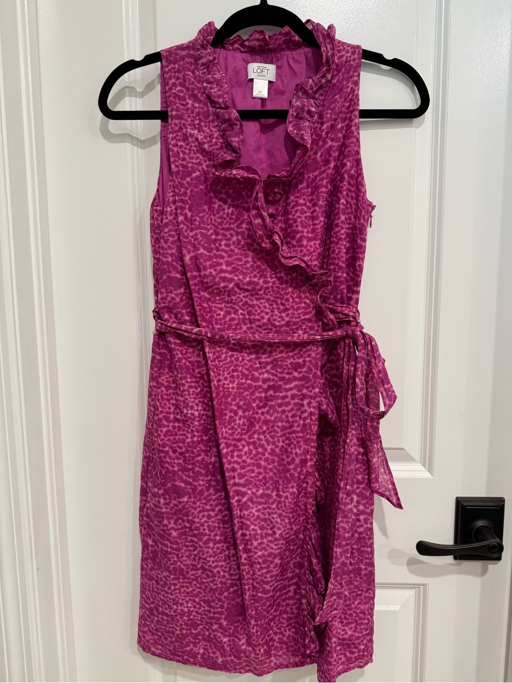 Ann Taylor Fuchsia Pink Sleeveless Ruffle Midi Dress
